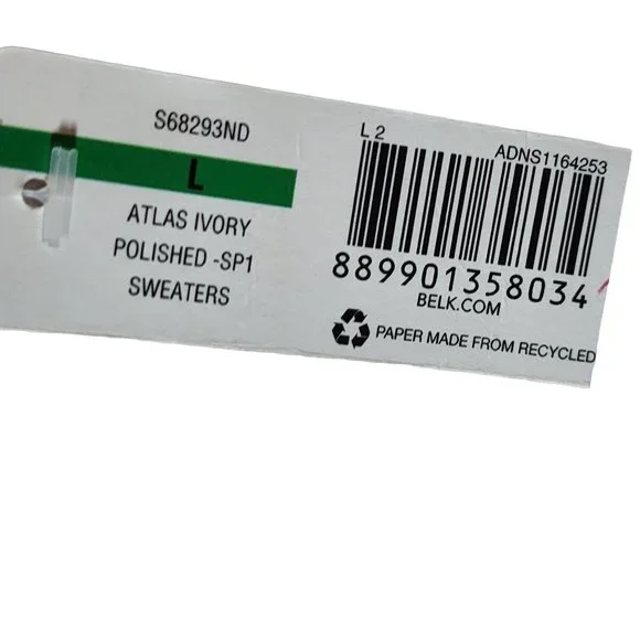 New Directions Ivory Large Scoop Neck Pull Over Sweater W Bottom Side Tie. NWT - Picture 10 of 13